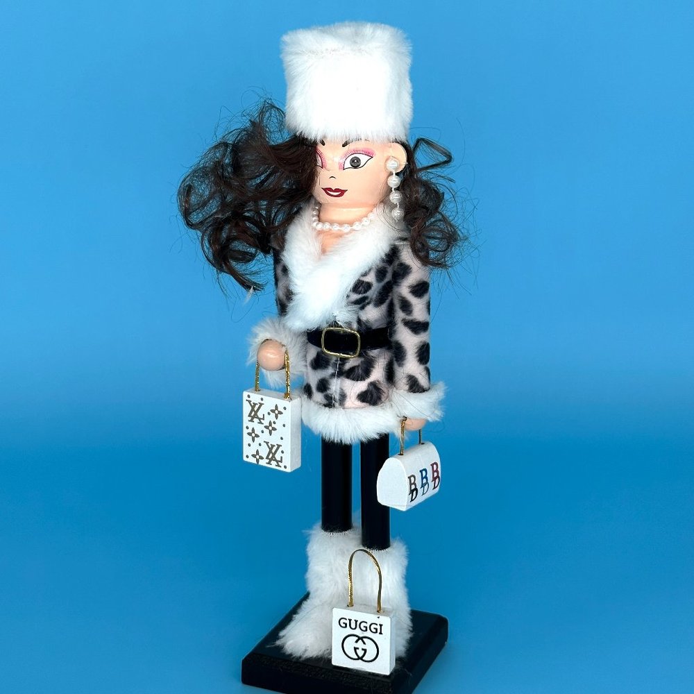 Nutcracker Ornament Sassy Shopping Diva 12" wooden nutcracker